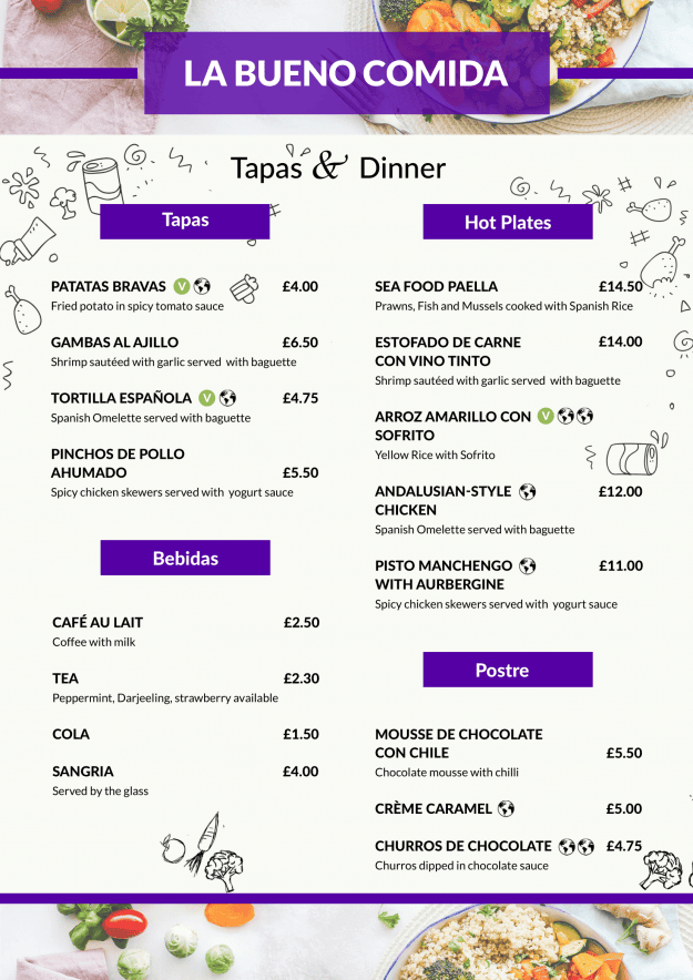 Example Menu ft E.Mission’s Carbon ForkprintTM Labelling